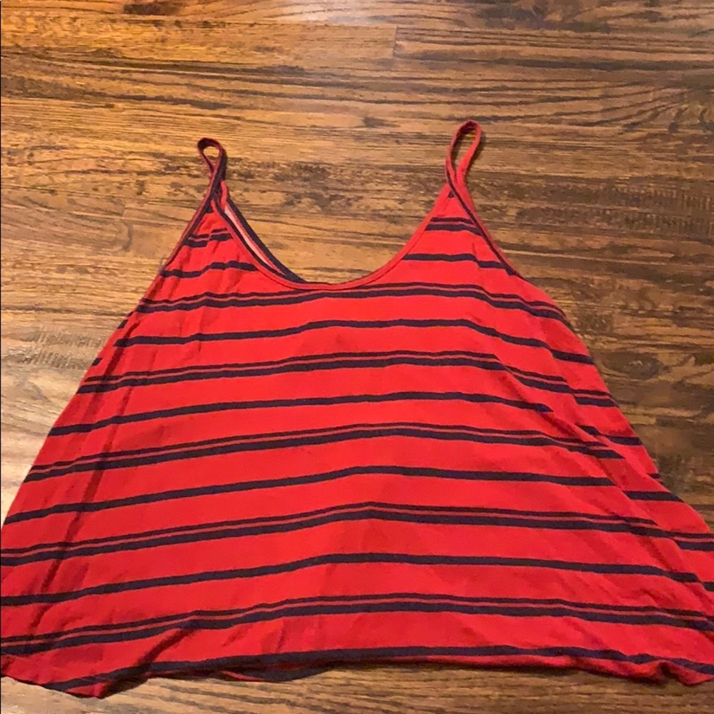 red and blue striped tank